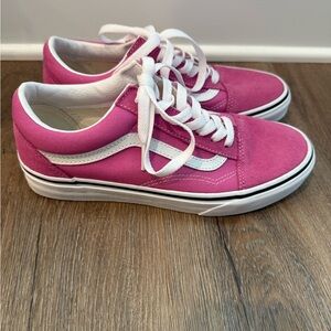 VANS OLD SKOOL LOW SKATE UNISEX MEN SIZE 6 = WOMEN SIZE 7.5 SHOES PINK/WHITE NEW